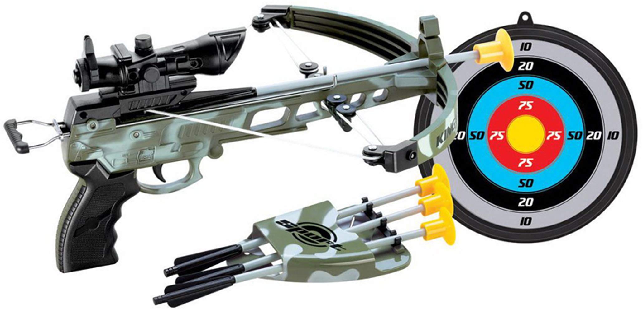 PowerTRC Crossbow Toy Bow and Arrow for Kids, Military Action Archery Crossbow with Scope & Target, Outdoor Activities Toy Gift for Boys Kids 8-12