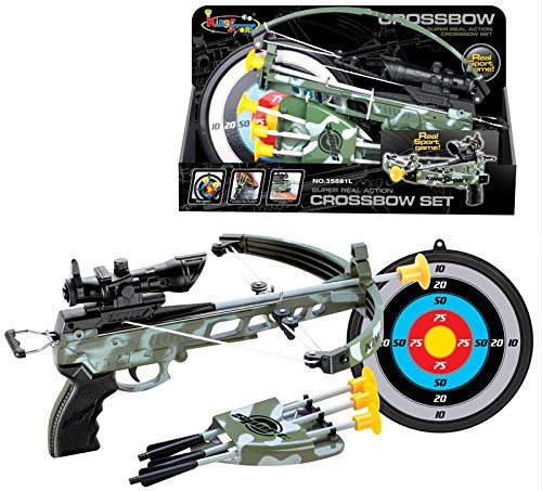 PowerTRC Crossbow Toy Bow and Arrow for Kids, Military Action Archery Crossbow with Scope & Target, Outdoor Activities Toy Gift for Boys Kids 8-12