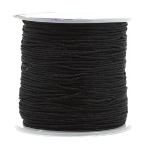 Mandala Crafts Nylon Satin Cord - 1mm Nylon Cord for Jewelry Making Beading - 109 Yds Braided Nylon Satin String Black Nylon String for Bracelets Rattail Trim Chinese Knot