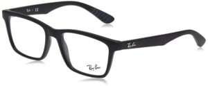 ray-ban rx7025 square prescription eyeglass frames, matte black/demo lens, 53 mm