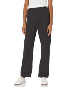 hanes women's open leg sweatpants, ecosmart fleece sweats, regular & petite, ebony, large