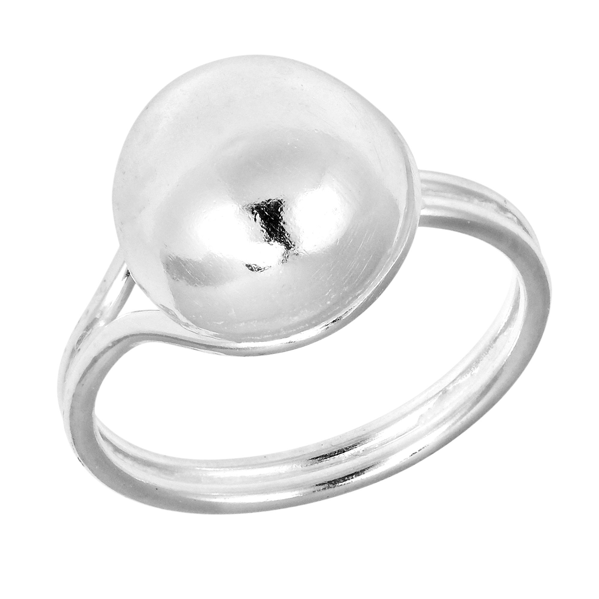 AeraVida Dainty Glamourous Dome Ball .925 Sterling Silver Ring | Statement Fashion, Promise Ring, Couple Unisex Ring | All Day Acessories | Size 9