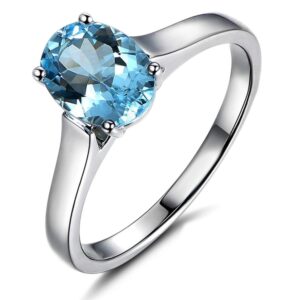 kardy unique promise wedding natural sea blue gemstone aquamarine 14k white gold engagement wedding for women ring set