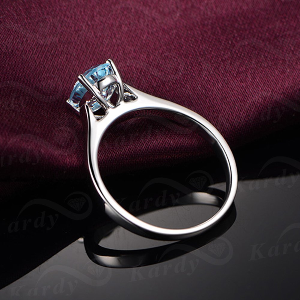 Kardy Unique Promise Wedding Natural Sea Blue Gemstone Aquamarine 14K White Gold Engagement Wedding for Women Ring Set