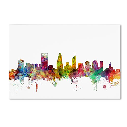 Perth Australia Skyline by Michael Tompsett, 30x47-Inch Canvas Wall Art