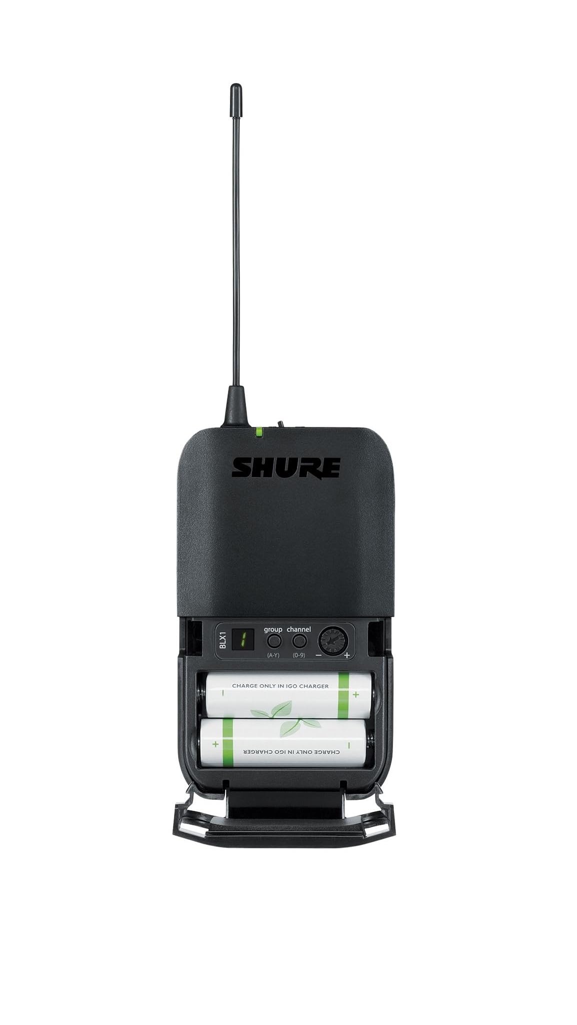 Shure BLX1 Wireless Bodypack Transmitter with On/Off Switch, Adjustable Gain Control, TQG Connector - for use with BLX Wireless Microphone Systems (Receiver Sold Separately) | H9 Band