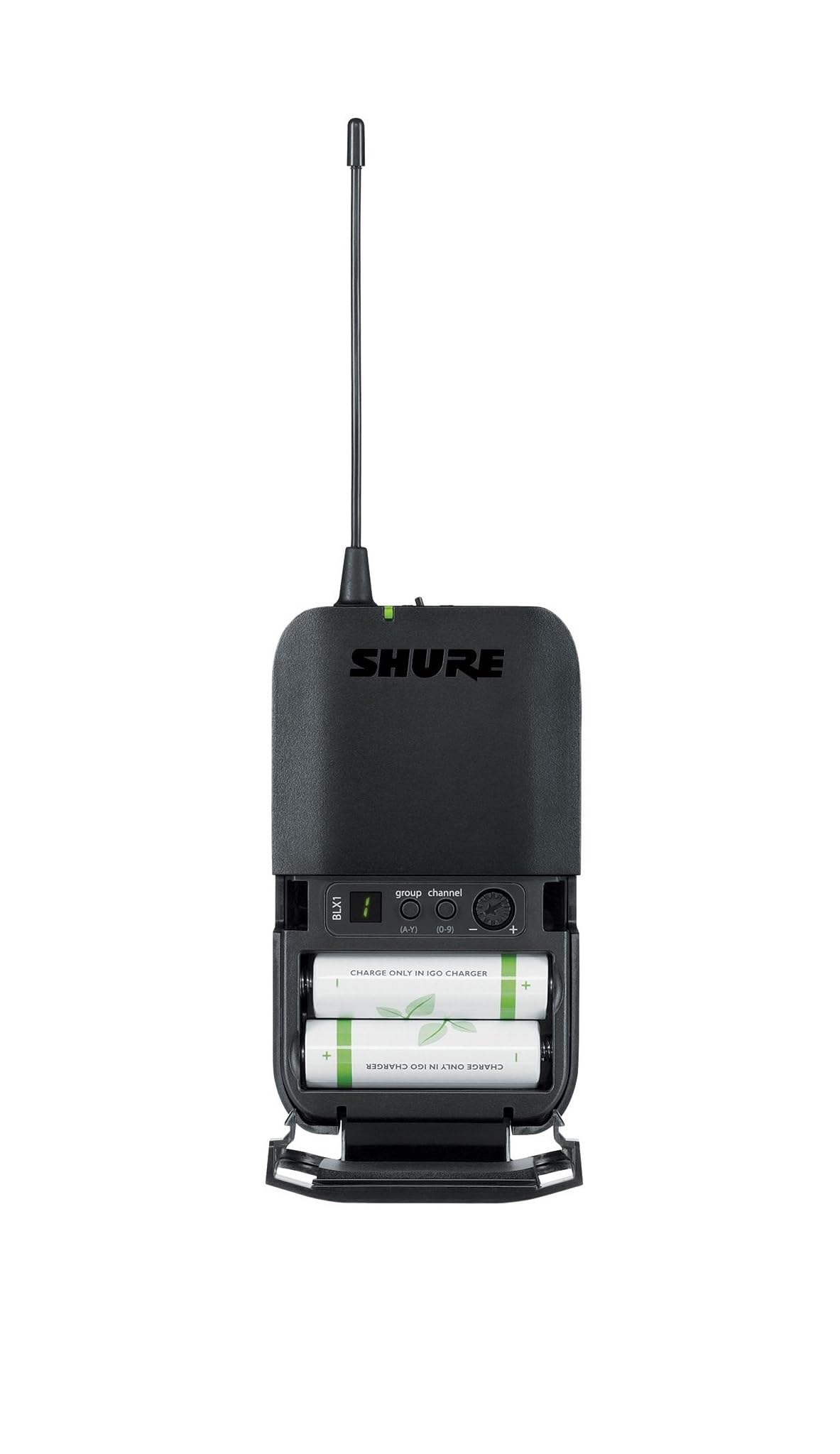 Shure BLX1 Wireless Bodypack Transmitter with On/Off Switch, Adjustable Gain Control, TQG Connector - for use with BLX Wireless Microphone Systems (Receiver Sold Separately) | H10 Band