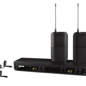 Shure BLX188/CVL UHF Wireless Microphone System - Perfect for Interviews, Presentations, Theater - 14-Hour Battery Life, 300 ft Range | includes (2) Lavalier Mics, Dual Channel Receiver | H9 Band