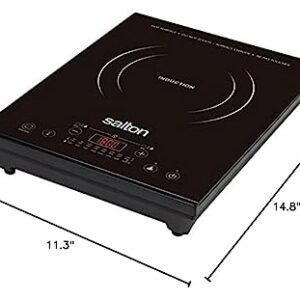 Salton ID1350, Induction Portable Electric Cooktop, 2.5"x11.3"x14.8", Black