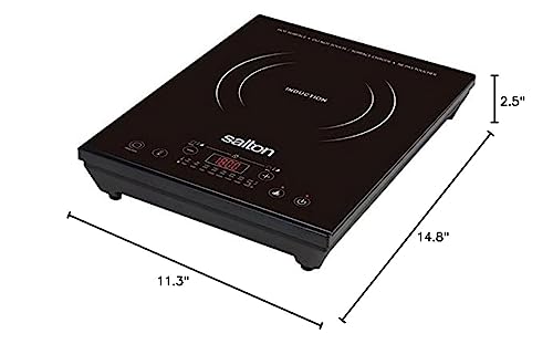 Salton ID1350, Induction Portable Electric Cooktop, 2.5"x11.3"x14.8", Black