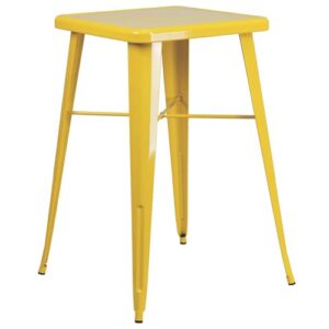 Flash Furniture Aaron Commercial Grade 23.75" Square Yellow Metal Indoor-Outdoor Bar Height Table