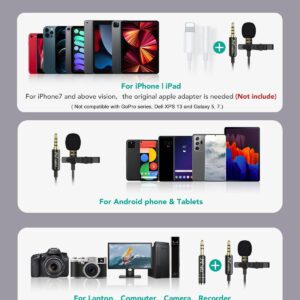 PoP voice Professional Lavalier Lapel Microphone Omnidirectional Condenser Mic for iPhone Android Smartphone,Recording Mic for Youtube,Interview,Video