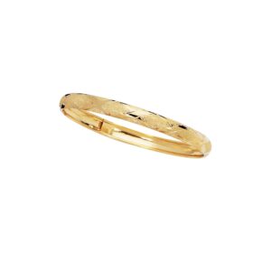 JewelStop 10K Yellow Gold 6mm Shiny Diamond Shape Laser Cut Pattern Bangle - 8 Inches, 4.9gr.