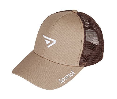 Sportoli Adult and Kids Cotton Blend and Mesh Snapback Trucker Baseball Cap Hat - Khaki