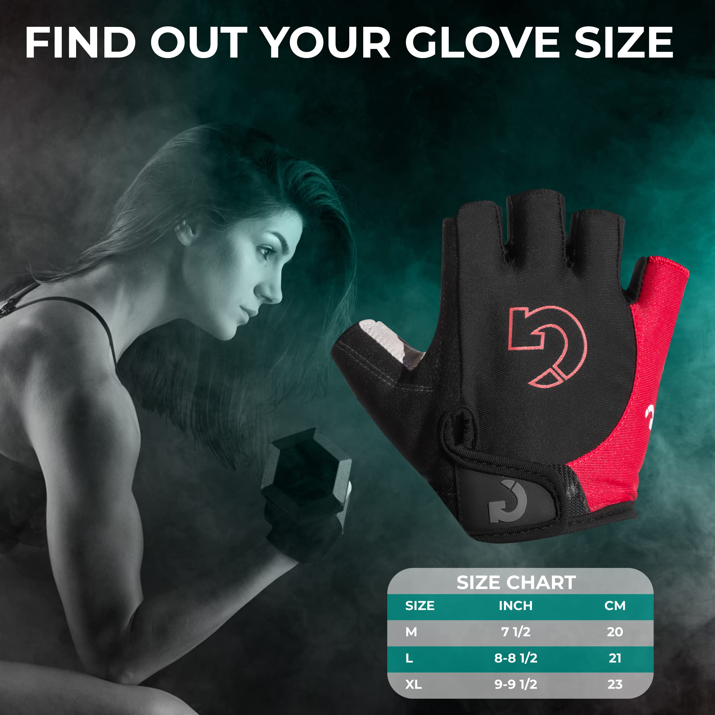 GEARONIC Cycling Bike Bicycle Motorcycle Glove Shockproof Foam Padded Outdoor Workout Sports Half Finger Short Gloves - Red XL