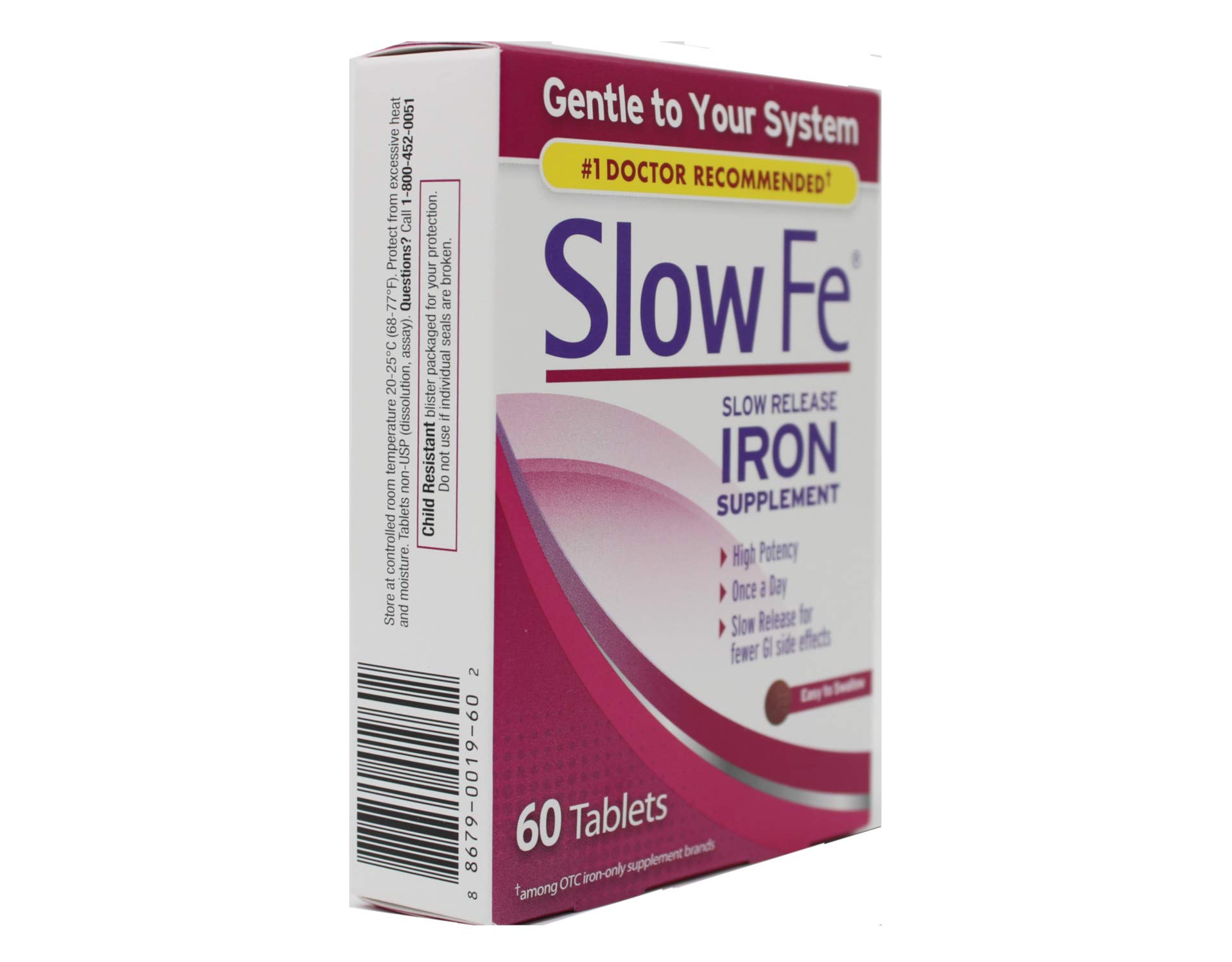 Slow Fe Iron Supplement Tablets, 60 Count Pack of 5