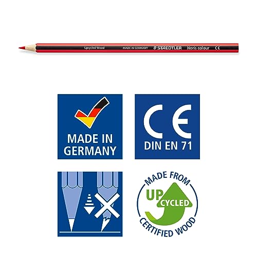 Staedtler Noris colour 185 C24JB Buntstifte (erhöhte Spitzen-Bruchfestigkeit, sechskant, Set mit 24 brillanten Farben, Wopex Material, PEFC-Holz, DIN EN71)