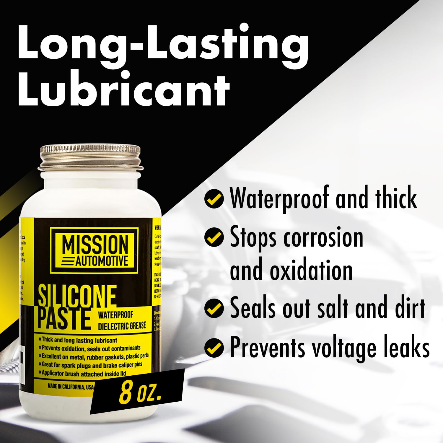 Mission Automotive Dielectric Grease/Silicone Paste/Waterproof Marine Grease (8 Oz.) Made in USA- Excellent Silicone Grease