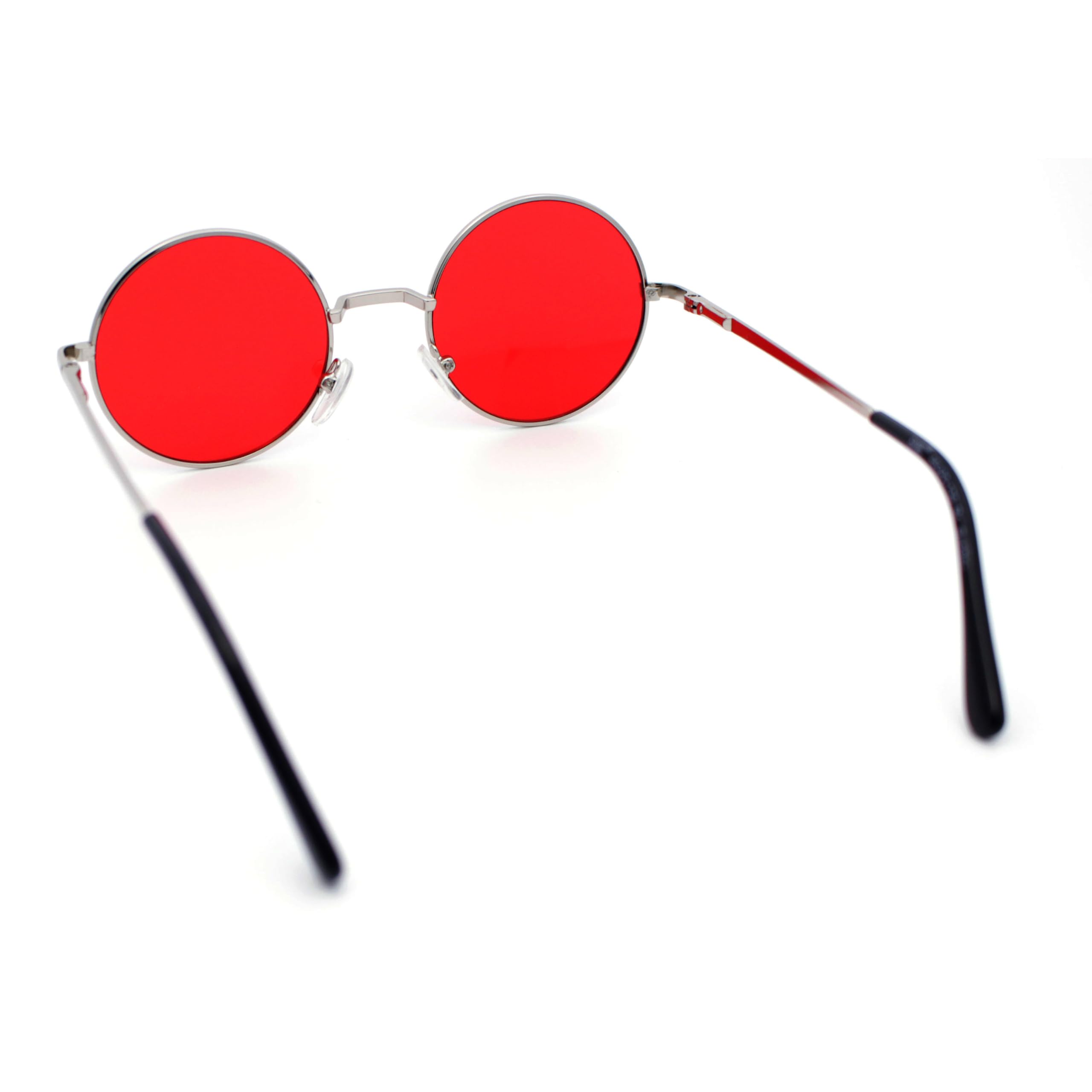 SA106 Color Groovy Hippie Wire Rim Round Circle Red Lens Sunglasses