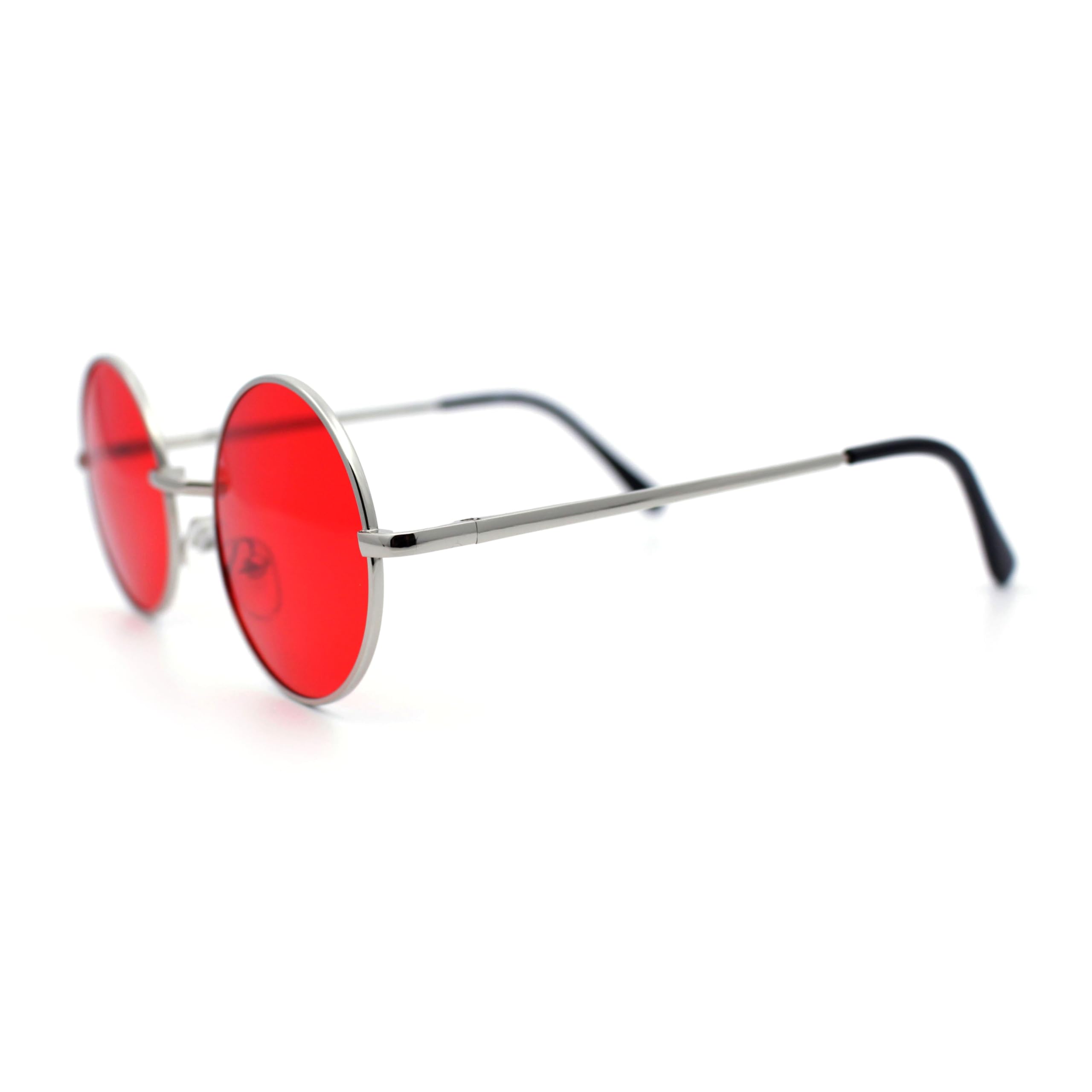 SA106 Color Groovy Hippie Wire Rim Round Circle Red Lens Sunglasses