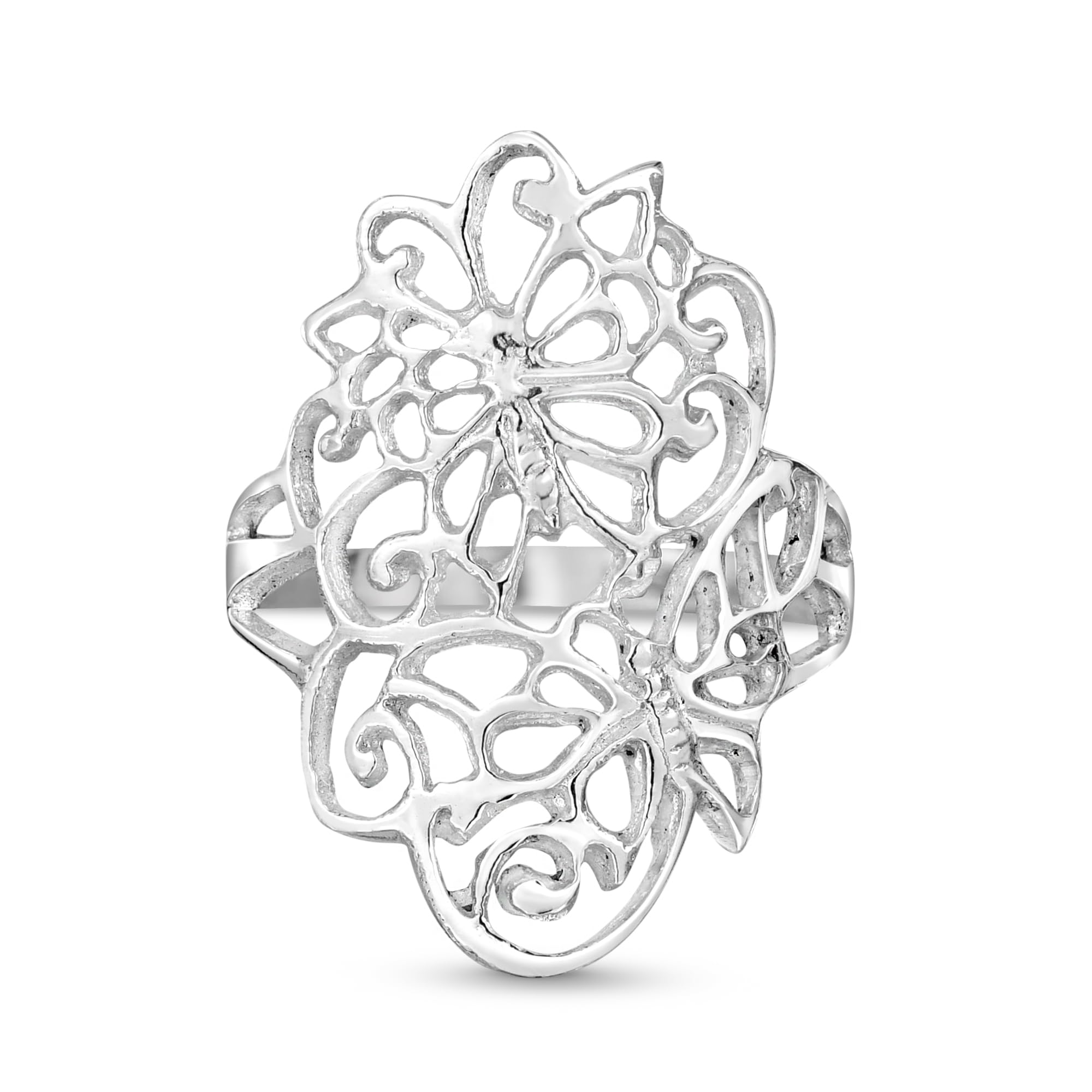 AeraVida Exquisite Hidden Butterfly In Swirls .925 Sterling Silver Ring (8)