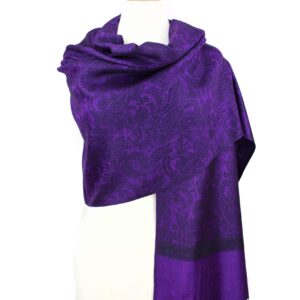 PASKMLNA Paisley Jacquard Pashmina Shawl Wrap Scarf Stole (Purple-black01872)