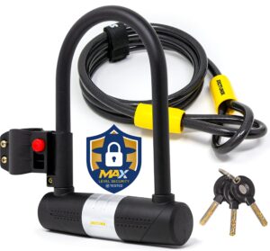 bike u lock - sigtuna bike lock heavy duty anti-theft with 4ft/1.2m cable, bicycle u lock with sturdy mounting bracket for mountain bikes, ebikes, scooters