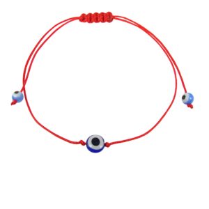 Martinuzzi Accessories Evil Eye Red String Bracelet. Lucky Turkish Eye Red Cord Bracelet. (Royal blue eye)