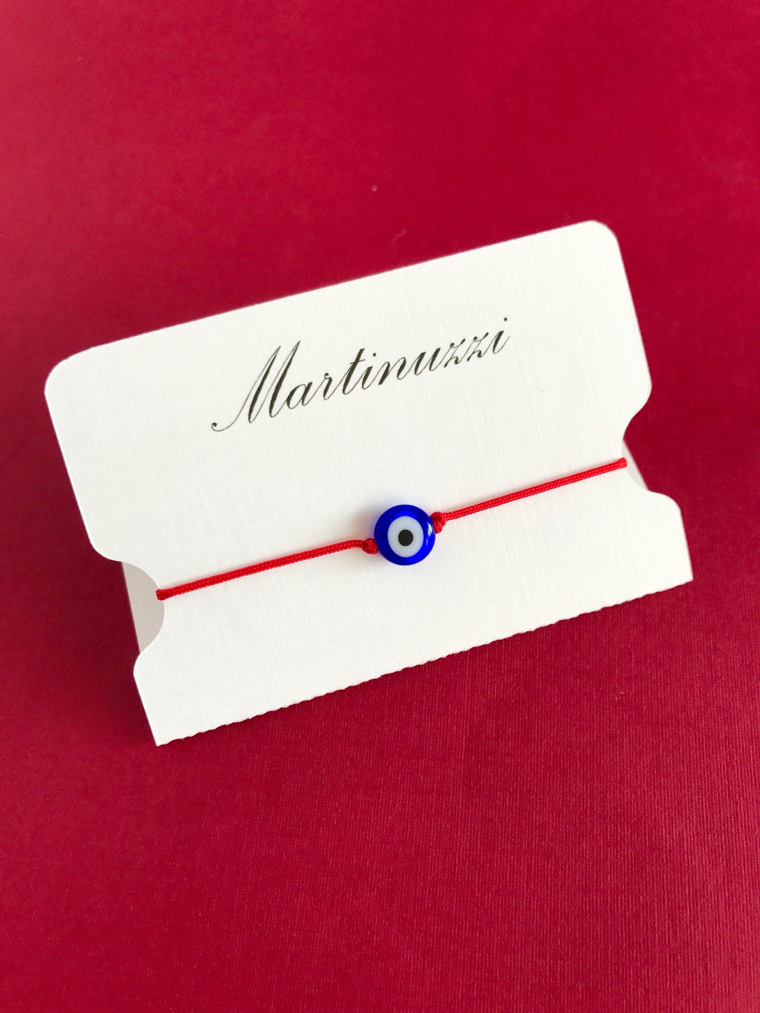 Martinuzzi Accessories Evil Eye Red String Bracelet. Lucky Turkish Eye Red Cord Bracelet. (Royal blue eye)