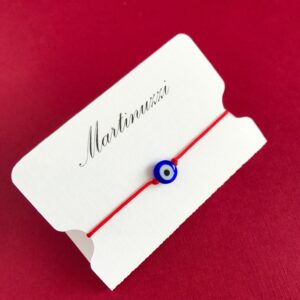 Martinuzzi Accessories Evil Eye Red String Bracelet. Lucky Turkish Eye Red Cord Bracelet. (Royal blue eye)