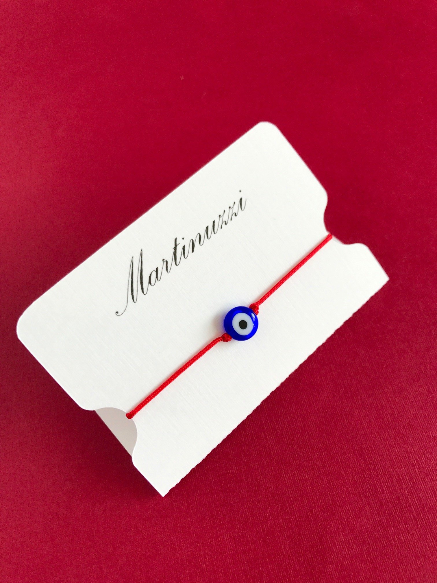 Martinuzzi Accessories Evil Eye Red String Bracelet. Lucky Turkish Eye Red Cord Bracelet. (Royal blue eye)