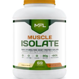 MUSCLE FOOD LABS MFL 100% Isolate Protein l 30g of Protein l 12g Amino Acids l Keto Friendly l Low Carbs l 5 lbs. (Vanilla Bean)