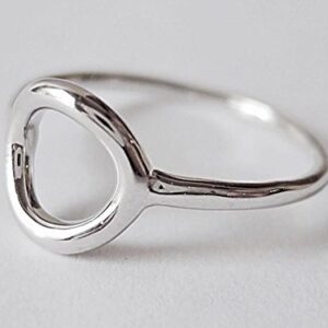 SOVATS Small Open Circle Ring for Women 925 Sterling Silver Rhodium Plated - Simple, Stylish &Trendy Nickel Free Ring, Size 8