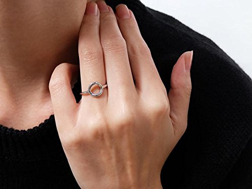 SOVATS Small Open Circle Ring for Women 925 Sterling Silver Rhodium Plated - Simple, Stylish &Trendy Nickel Free Ring, Size 8