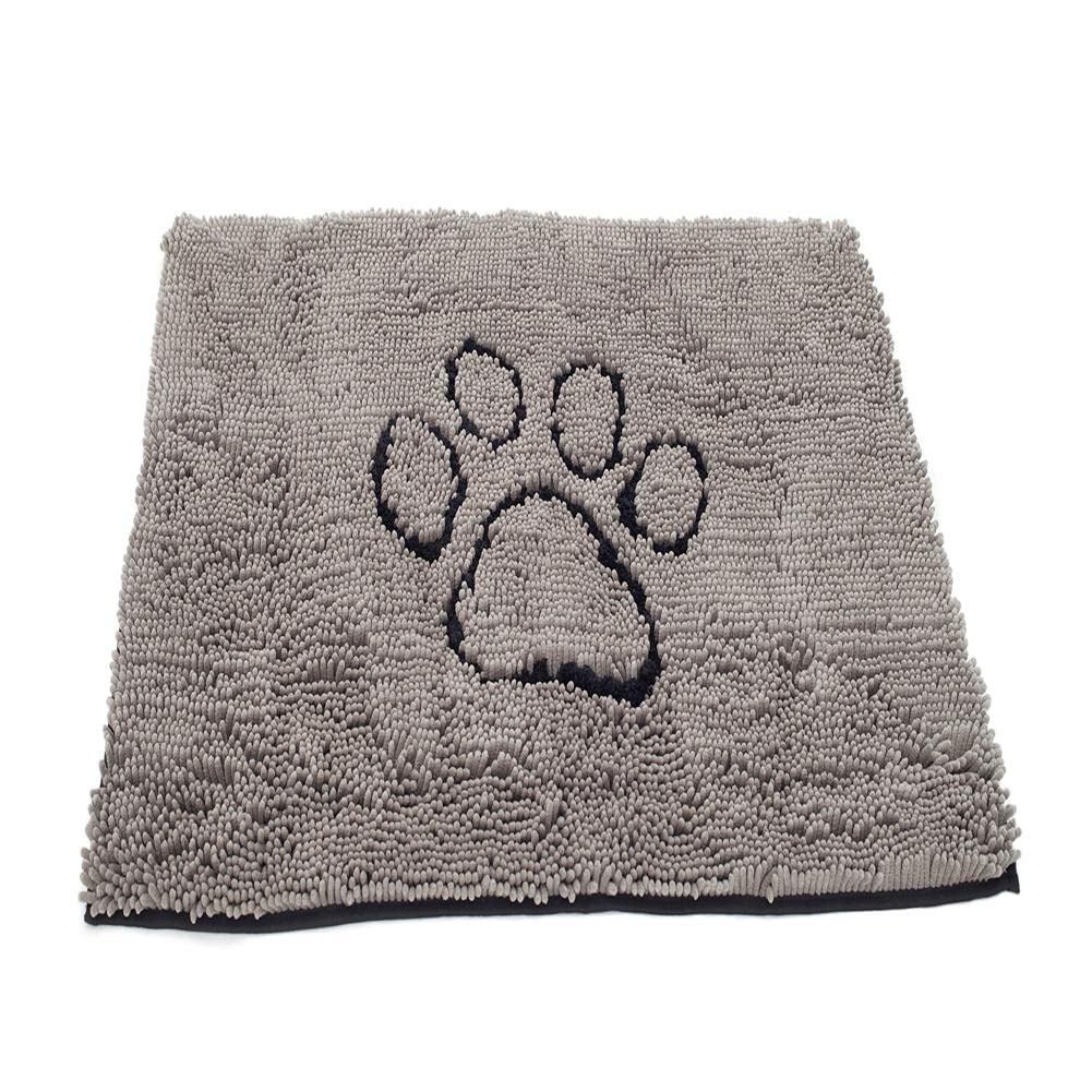 Dog Gone Smart Pet Products Dirty Dog Microfiber Paw Doormat - Mud Mat For Dogs - Super Absorbent Dog Mat Keeps Paws & Floors Clean - Machine Washable Pet Door Rugs with Non-Slip Backing | Large Grey