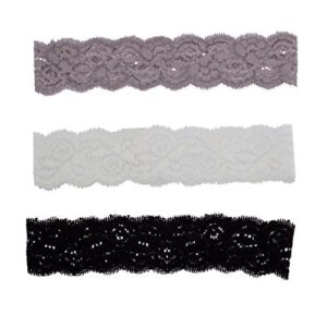 lux accessories black white lace stretch headband set