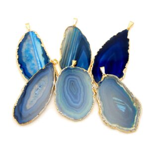 1 Blue Agate Pendant Plated Gold Plated Rock Paradise Exclusive COA AM8B9-01