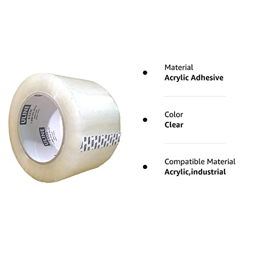 Packing Tape, 3 Inch X 110 Yard 2.6 Mil Crystal Clear Industrial Plus Tape by Uline, Pack of 4