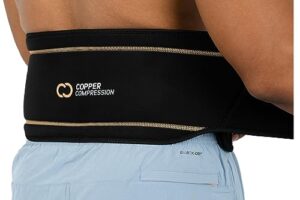 copper compression lower back lumbar support brace, 1 guaranteed highest copper content, great for all activities! infused fit wrap/belt, wear anywhere! (waist 28" - 38")