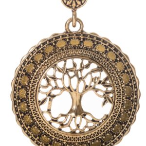 Artisan Owl Tree of Life 4x Magnifier Magnifying Glass Sliding Top Magnet Pendant Necklace (Gold Tone)