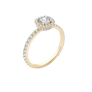 De Couer 14k Yellow Gold 1ct TDW Diamond Single Halo Engagement Ring (H-I, I2) (8.5)