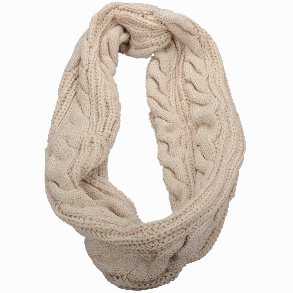 NEOSAN Womens Thick Ribbed Knit Winter Infinity Circle Loop Scarf Twist Khaki