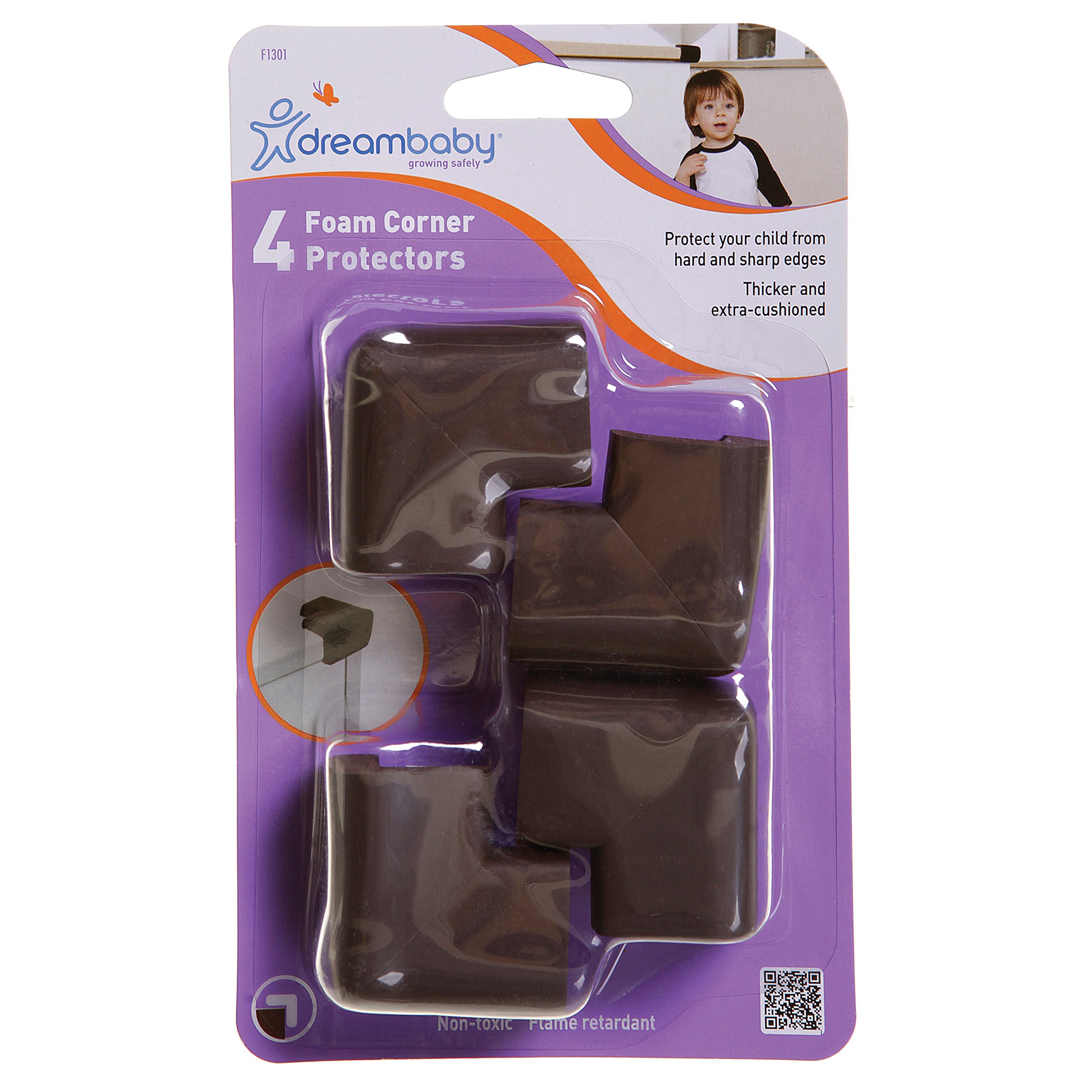 Dreambaby Foam Corner Protectors, Brown (Pack of 4)