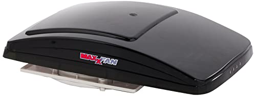 MAXXAIR Maxxfan Deluxe Vent, Fan and Vent Cover All in One - Powerful 4-Speed Reversible Fan with Thermostat, Built-in Rain Cover, Exhuast Air Only, Fits 14"x14" Roof Openings, Smoke (00-06401K)