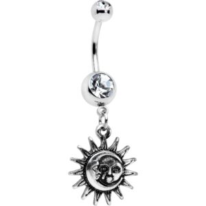 body candy sun meets moon celestial dangle belly ring