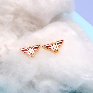 Officially Licensed Hypoallergenic DC Comics Jewelry Wonder Woman Stainless Steel Stud Earrings For Womens