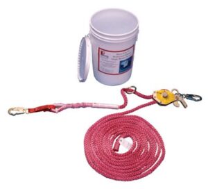 msa 10013150 gravity dyna-line temporary horizontal lifeline for single worker, 30' rope (9 m)