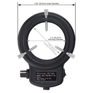 AmScope 144 LED Intensity-Adjustable Ring Light: Stereo Microscope Accessory with Black Housing