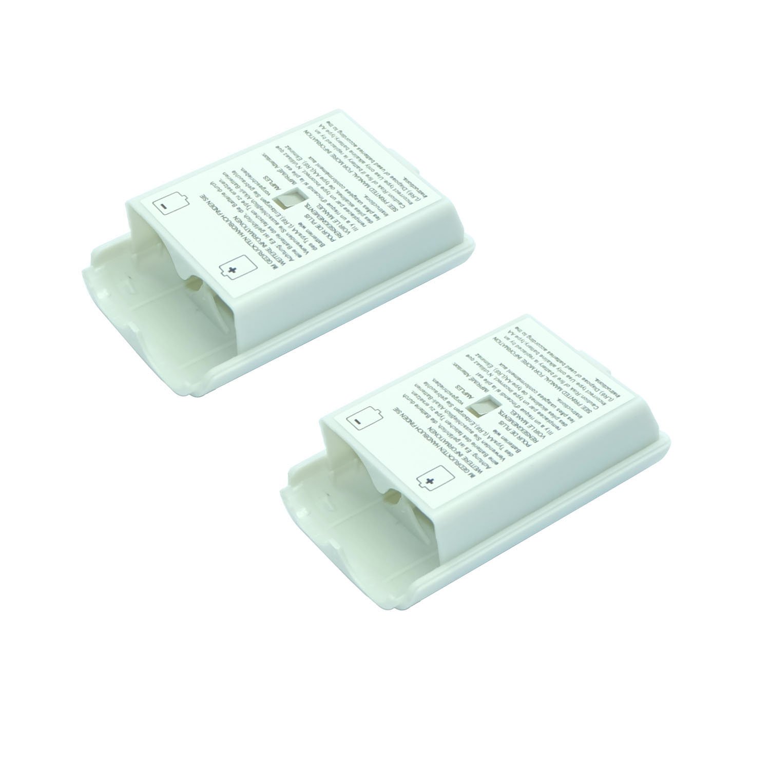 Xinkeen 2x White Battery Cover For Microsoft Xbox 360 Wireless Controller