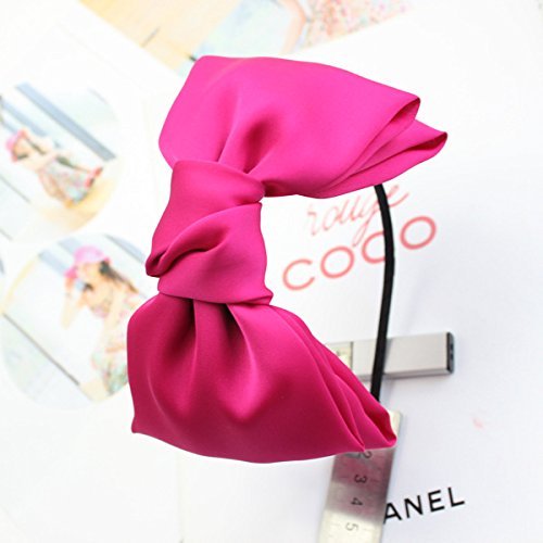 CÉLLOT Women 8" Super Big Bows Hairstyle Hair Hoop Silky Fabric Hair Bows HeadBand for Girls Teens (Hot Pink)